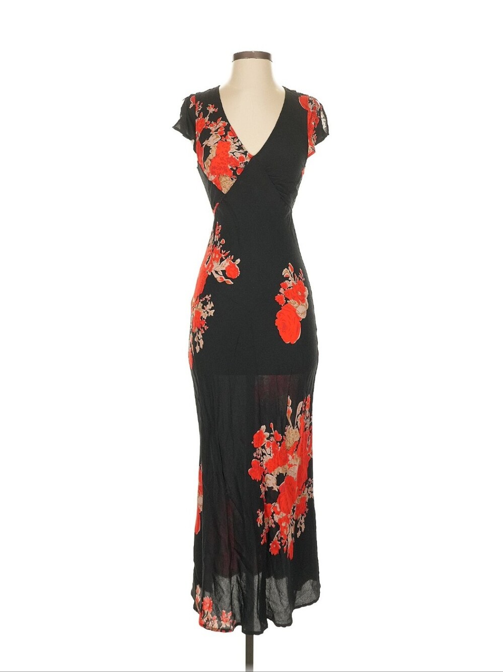 OBEY Worldwide Floral V-Neck Tie-Back Maxi Dress 🖤